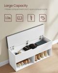 VASAGLE Shoe Storage Bench with Cushion, Entryway Shoe Rack Bench with Storage, 2 Open and 1 Hidden Compartments, for Living Room, Bedroom, White and Gray ULHS021W01