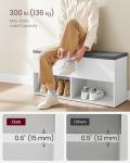 VASAGLE Shoe Storage Bench with Cushion, Entryway Shoe Rack Bench with Storage, 2 Open and 1 Hidden Compartments, for Living Room, Bedroom, White and Gray ULHS021W01
