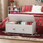 HOMEFORT 41.3" Shoe Bench with Lift Top Storage, Entryway Storage Bench with Cushioned Seat, Wooden End of Bed Bench, Shoe Cabinet Bench with Hidden Storage Space, for Bedroom, Hallway,White
