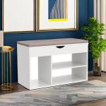 Apicizon 31 Inches Storage Bench, Shoe Bench with Flip Top Storage Space and Padded Cushion, Wooden Entryway Bench for Entryway, Living Room, 2-Tier Shoe Rack Organizer, White