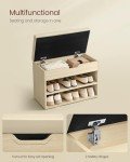 VASAGLE Shoe Bench with Cushion, Storage Bench with Padded Seat, Entryway Bench with 3 Storage Compartments, 11.8 x 23.6 x 17.3 Inches, for Bedroom, Living Room, Natural Beige ULHS020K01