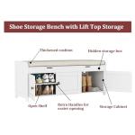 HOMEFORT 41.3" Shoe Bench with Lift Top Storage, Entryway Storage Bench with Cushioned Seat, Wooden End of Bed Bench, Shoe Cabinet Bench with Hidden Storage Space, for Bedroom, Hallway,White