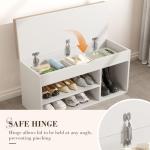 Apicizon 31 Inches Storage Bench, Shoe Bench with Flip Top Storage Space and Padded Cushion, Wooden Entryway Bench for Entryway, Living Room, 2-Tier Shoe Rack Organizer, White