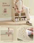 VASAGLE Shoe Bench with Cushion, Storage Bench with Padded Seat, Entryway Bench with 3 Storage Compartments, 11.8 x 23.6 x 17.3 Inches, for Bedroom, Living Room, Natural Beige ULHS020K01