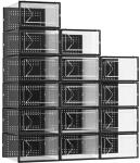 Foluck Shoe Storage Box, 15 Pack Clear Plastic Stackable Shoe Organizer for Closet, Interlocking Design Shoe Container Bins for Sneakers, Foldable Shoe Rack with Lids, Black