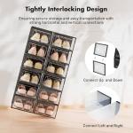 Foluck Shoe Storage Box, 15 Pack Clear Plastic Stackable Shoe Organizer for Closet, Interlocking Design Shoe Container Bins for Sneakers, Foldable Shoe Rack with Lids, Black