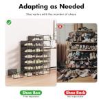 Foluck Shoe Storage Box, 15 Pack Clear Plastic Stackable Shoe Organizer for Closet, Interlocking Design Shoe Container Bins for Sneakers, Foldable Shoe Rack with Lids, Black