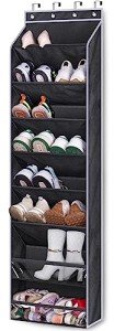 KEETDY Over The Door Shoe Rack for Door Fit 20 Pairs Sneakers Large Hanging Shoe Organizer for Closet Storage Boots, Black
