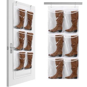 Quzzil Boots Storage Boot Rack Over The Door Hanging Shoe Organizer Tall Boots Hanging Shoe Organizer Hanging Boot Storage with Hooks for Cowboy Boots Long Boots Closet Men's and Woman's Boots