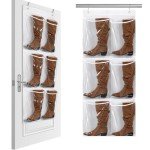 Quzzil Boots Storage Boot Rack Over The Door Hanging Shoe Organizer Tall Boots Hanging Shoe Organizer Hanging Boot Storage with Hooks for Cowboy Boots Long Boots Closet Men's and Woman's Boots