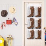 Quzzil Boots Storage Boot Rack Over The Door Hanging Shoe Organizer Tall Boots Hanging Shoe Organizer Hanging Boot Storage with Hooks for Cowboy Boots Long Boots Closet Men's and Woman's Boots