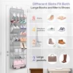 MISSLO Clear Over the Door Shoe Organizer Large Deep Pockets Hanging Shoe Rack for Closet Fit 20 Pairs Shoe Holder for Sneakers Boots Storage，Grey
