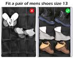 KIMBORA Boots Hanging Shoe Organizer for Closet 12 Extra Large Mesh Pockets Over The Door Shoe Rack for Men Shoes Size 16, Black