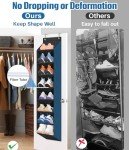 SLEEPING LAMB 2 Pack Narrow Over The Door Shoe Organizer with 8 Large Deep Pockets, Hanging Shoe Rack for Closet Door Storage for Boots, Sneakers (Black)