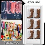 Quzzil Boots Storage Boot Rack Over The Door Hanging Shoe Organizer Tall Boots Hanging Shoe Organizer Hanging Boot Storage with Hooks for Cowboy Boots Long Boots Closet Men's and Woman's Boots