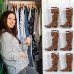 Quzzil Boots Storage Boot Rack Over The Door Hanging Shoe Organizer Tall Boots Hanging Shoe Organizer Hanging Boot Storage with Hooks for Cowboy Boots Long Boots Closet Men's and Woman's Boots