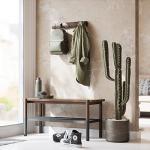 Umbra Flip Wall-Mounted Coat Rack Rail Hook for Hats, Jackets, Bags and More – Modern, Space-Saving Storage Organizer for Entryway, Mudroom, Closet, Bathroom, Bedroom, Kids Room, or Nursery, 5 Hooks, Walnut/Black