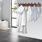 Kuhome 32.2'' Large Coat Rack Wall Mount Coat Hooks Coat Hanger with 8 Metal Black Triple- Hooks Brown Pine Real Wood Plank Hat Rack for Wall Hooks for Hanging Coat Hat Jacket