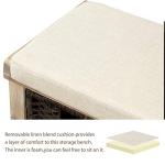 Harper & Bright Designs Entryway Storage Bench Rustic Storage Bench with 3 Removable Basket, Shoe Bench Storage Bench with Removable Cushion for Living Room, Entryway, Hallway