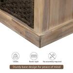 Harper & Bright Designs Entryway Storage Bench Rustic Storage Bench with 3 Removable Basket, Shoe Bench Storage Bench with Removable Cushion for Living Room, Entryway, Hallway