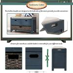 SOFTSEA Storage Bench for Entryway, Upholstered Storage Ottoman with Removable Basket and 2 Drawers, Farmhouse Shoe Bench with Seat Cushion for Entryway, Living Room, Full Assembled, Navy