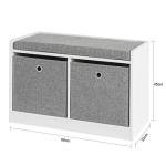 Haotian Entryway Storage Bench with 2 Baskets, Bed Ottoman Storage Cubes, Hallway Livingroom Shoe Bench Shoe Rack Shoe Cabinet with Seat Cushion, Grey, FSR65-K-DG