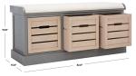 SAFAVIEH Home Collection Briar Farmhouse Distressed Grey/Sand 3-Drawer Cushion Storage Bench (Fully Assembled)