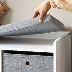 Haotian Entryway Storage Bench with 2 Baskets, Bed Ottoman Storage Cubes, Hallway Livingroom Shoe Bench Shoe Rack Shoe Cabinet with Seat Cushion, Grey, FSR65-K-DG