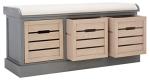 SAFAVIEH Home Collection Briar Farmhouse Distressed Grey/Sand 3-Drawer Cushion Storage Bench (Fully Assembled)
