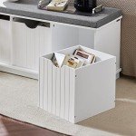 Haotian White Storage Bench with Drawers & Padded Seat Cushion, Hallway Shoe Cabinet Shoe Bench, FSR30-W