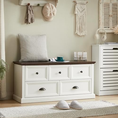 IFGET 45-inch farmhouse entryway bench with 5 drawers
