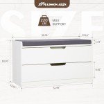 MAISON ARTS Shoe Storage Bench with Padded Seat Cushion, Premium MDF Benches with 2 Drawers for Entryway, Hallway, Bedroom - White