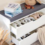 MAISON ARTS Shoe Storage Bench with Padded Seat Cushion, Premium MDF Benches with 2 Drawers for Entryway, Hallway, Bedroom - White