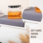 MAISON ARTS Shoe Storage Bench with Padded Seat Cushion, Premium MDF Benches with 2 Drawers for Entryway, Hallway, Bedroom - White