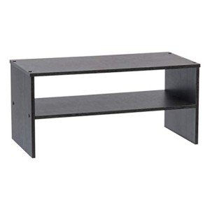IRIS USA 2-Tier Multi-Purpose PC Monitor Organizer Stand, Stackable Ergonomic Desktop and Countertop Riser for Computer Laptop TV Shoes Kitchen Pantry and Closet Organization, Black