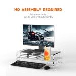 BEYGORM Acrylic Monitor Stand Riser, Wide 20", 2 Tier Computer with Storage, Desk Organizer Desktop Printer Laptop Storage Shelf Screen Holder Phone Holder(Clear)