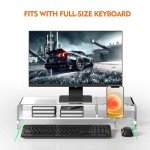 BEYGORM Acrylic Monitor Stand Riser, Wide 20", 2 Tier Computer with Storage, Desk Organizer Desktop Printer Laptop Storage Shelf Screen Holder Phone Holder(Clear)