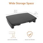 Amazon Basics Height Adjustable Rectangular Computer Monitor Riser Desk Stand with Storage for Reduced Neck Strain - Fits Monitors, Laptops Up to 22lbs, Black