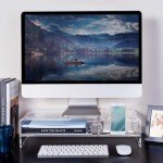 BEYGORM Acrylic Monitor Stand Riser, Wide 20", 2 Tier Computer with Storage, Desk Organizer Desktop Printer Laptop Storage Shelf Screen Holder Phone Holder(Clear)