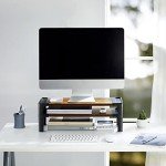 HUANUO Monitor Stand Computer Riser, Monitor Stand for Desk with Adjustable Height and 2 Platforms, Ergonomic Computer Riser, Monitor Riser for Laptops and Monitors, HNMS04V