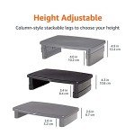 Amazon Basics Height Adjustable Rectangular Computer Monitor Riser Desk Stand with Storage for Reduced Neck Strain - Fits Monitors, Laptops Up to 22lbs, Black