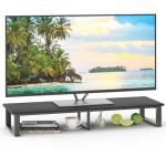 aboxoo 47" TV Shelf Riser for 32-60 inch TV with Solid Black Construction and Black Oak Wood, Long TV Stand for Home Office, Computer Monitor Table for Study Office