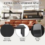 aboxoo 47" TV Shelf Riser for 32-60 inch TV with Solid Black Construction and Black Oak Wood, Long TV Stand for Home Office, Computer Monitor Table for Study Office