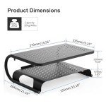 suptek Double-Deck Desk Monitor Stand Riser for Computer,Laptop,Printer, Notebook and All Flat Screen Display with Vented Metal Platform and 4 Inches Height Underneath Storage (MST002)