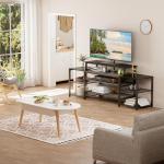 aboxoo 47" TV Shelf Riser for 32-60 inch TV with Solid Black Construction and Black Oak Wood, Long TV Stand for Home Office, Computer Monitor Table for Study Office