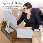 TEAMIX Dual Monitor Stand Riser - Adjustable Length & Angle, 2 Drawers for 2/3 Monitors/Laptop/PC, Wood Desk Organizer (Brown, 47.2 inch)