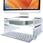 DuraClear Mac Mini Monitor Stand - Acrylic Monitor Stand Riser with Storage Shelf for Mac Mini, Hard Drives, and Other Devices