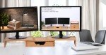 DDYURI Monitor Stand Rier - Computer Riser with Storage Drawer for Office Supplies - Wood Desktop Organizer Shelves with Adjustable Length Angle - Desk Organizer Tray Rack for Laptop (YPJ3T-LT)