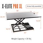 Stand Steady X-Elite Pro XL, Ergonomic Adjustable Height Standing Desk Converter, Extra Large Sit to Stand Laptop Desk Riser, Easily Fits 2 Computer Monitors (Black, 36 x 16)