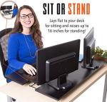 Stand Steady X-Elite Pro XL, Ergonomic Adjustable Height Standing Desk Converter, Extra Large Sit to Stand Laptop Desk Riser, Easily Fits 2 Computer Monitors (Black, 36 x 16)